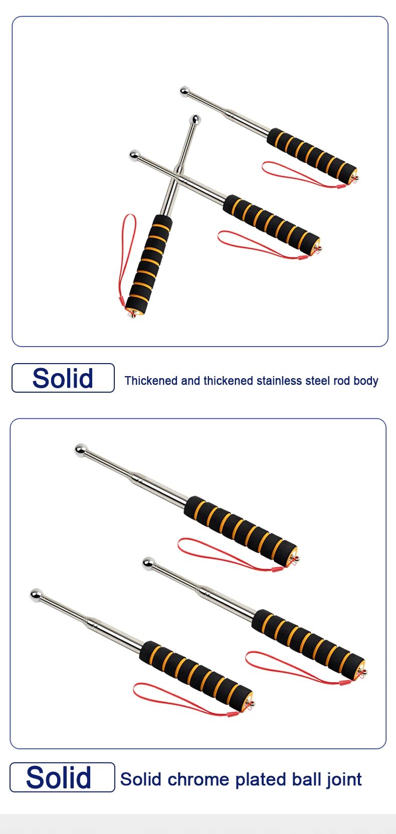 Martelo de Inspeção de Tambor Oco 1.3M~2M Martelo de Tambor Oco de Aço Inoxidável Martelo Telescópico de Tambor de Detecção de Azulejo
