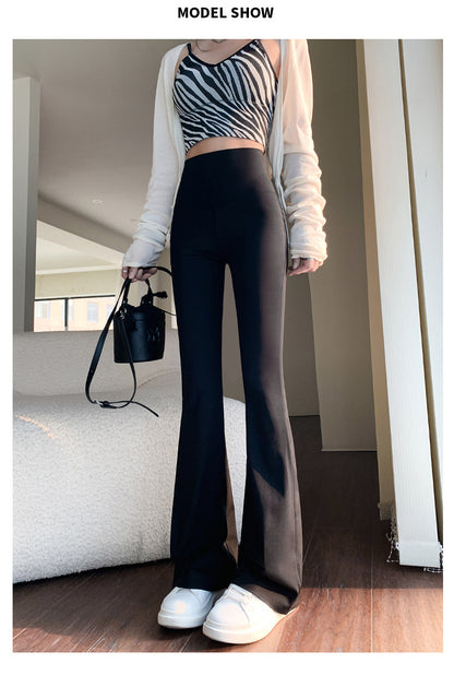 Women Flare Pants Slim High Waist Solid Sexy Shark Flare Pants Fashion Casual St