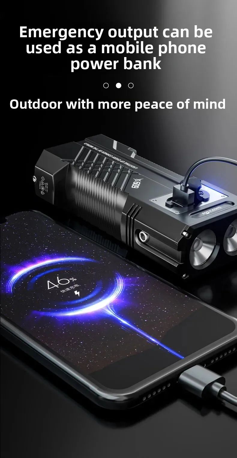 6000MAH 3000Lm Most Powerful LED Flashlight Rechargeable Torch Light Flashlight Tactical Lantern Long Shot Hand Lamp For Camping