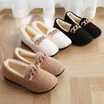 Womens Slippers Warm Short Plush Lining House Shoes Moccassins Slip on Fashion Lady Flats Loafers Non Slip 2023