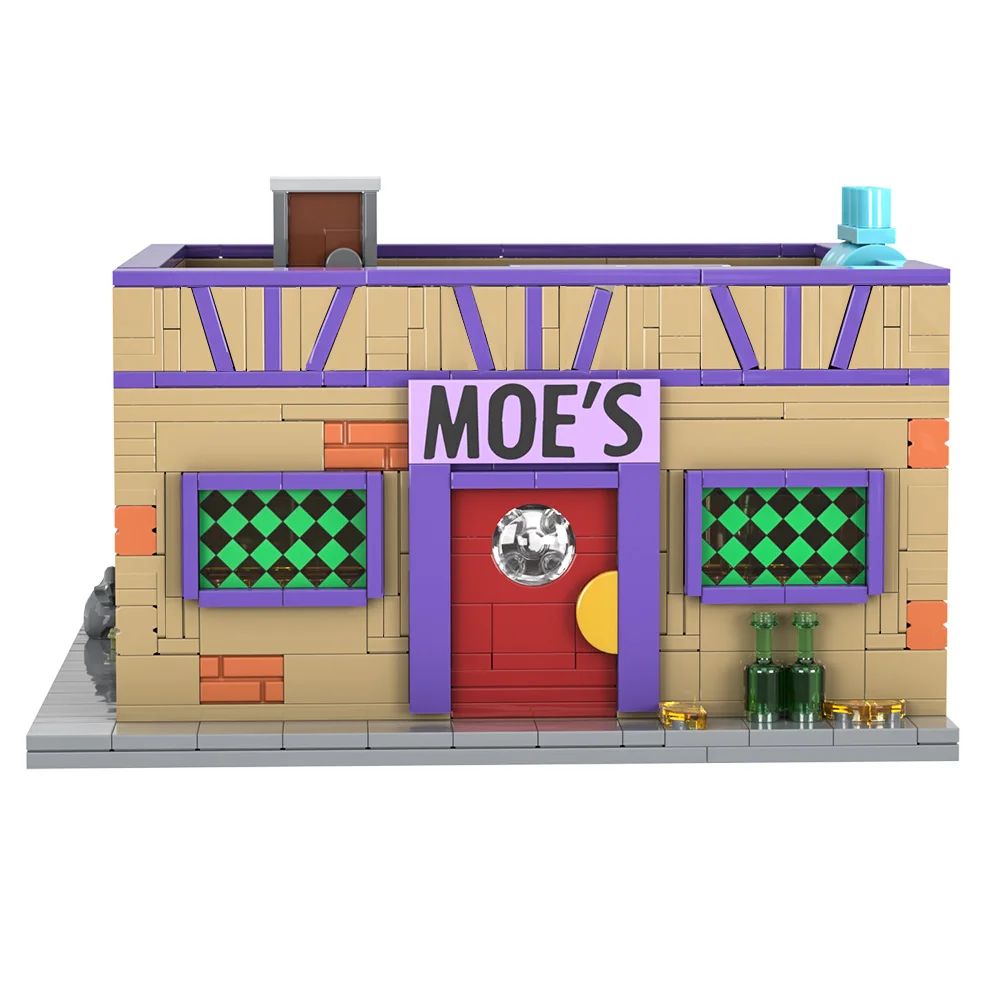 MOC Anime Simpsonized Moe's Tavern Building Blocks Model Springfield Moe's Tavern Modular Bricks Montar Brinquedos Presentes de Aniversário para Crianças