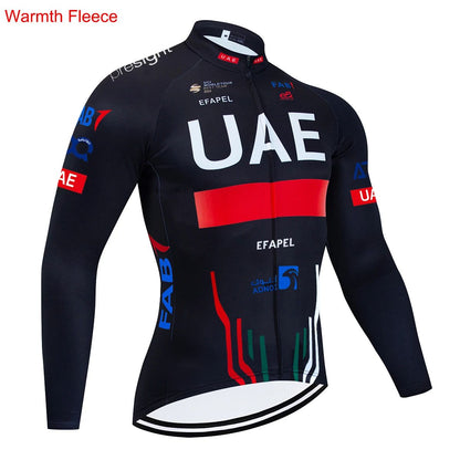 Winter 2025 UAE New Cycling Jacket Maillot Men Women MTB Ropa Ciclismo Thermal Fleece Road Bicycle Jersey Coat Clothing