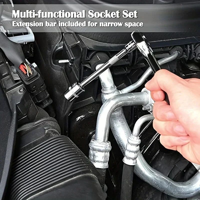 AIRAJ NOVO Kit de Ferramentas para Reparação Automotiva 46/53 Peças/Conjunto  Conjunto de Soquetes Chave de Torque Catraca  Conjunto de Ferramentas de Reparo Chave Combinada Automotiva