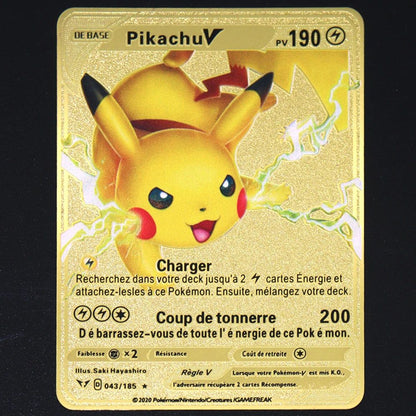 Pokémon 183200 Pontos Alto HP Cartas de Metal Douradas Pretas Inglês Francês Vmax Mega GX Coleção de Cards Charizard Pikachu Mewtwo