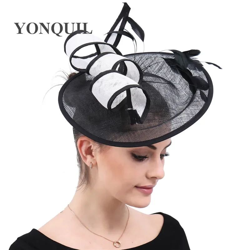 Red Kentucky Derby Fascinator Hat For Women Elegant Flower Sinamay Ladies Hats Wedding Party Cocktail Headwear Female Headbands