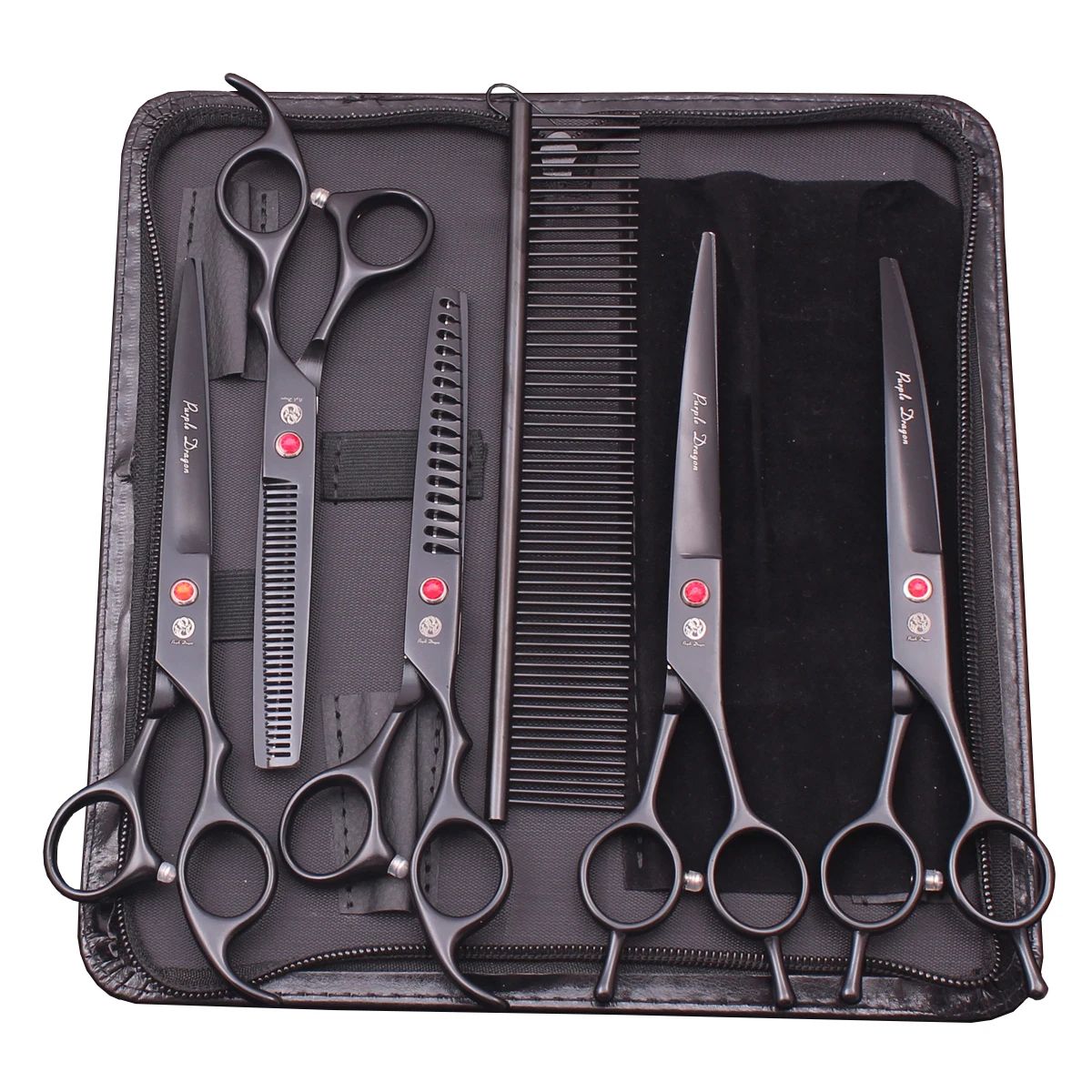 Kit de Tesouras para Tosa Purple Dragon 7" 6.5" de Aço Inoxidável para Pet Tesouras Curvas Tesouras Desbastadoras Tesouras Retas Chunker Z3002