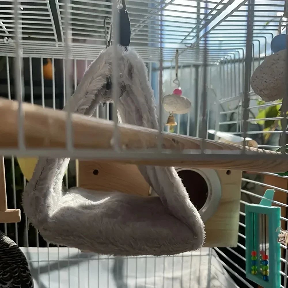 Rede para pássaros suspensa Peônia Papagaio, Ninho aconchegante para pássaros no inverno, Casa de pássaros quente, Cama de pelúcia para periquitos e calopsitas