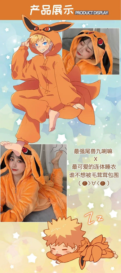 2025Anime Hokage Uzumaki Cosplay Kostuum voor volwassenen, Kurama Kyuubi Kigurumi Unisex Pyjama's, Glutnel Jumpsuit,
