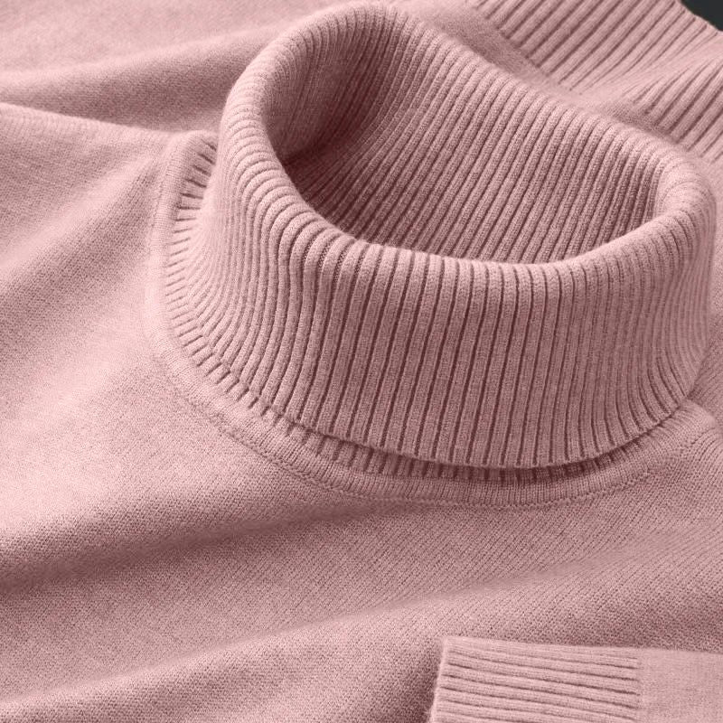 New Mens Knitted Sweaters Solid Color Turtleneck Breathable Pullovers Outdoor Warm Basic Streetwear Business Woolen Pullovers