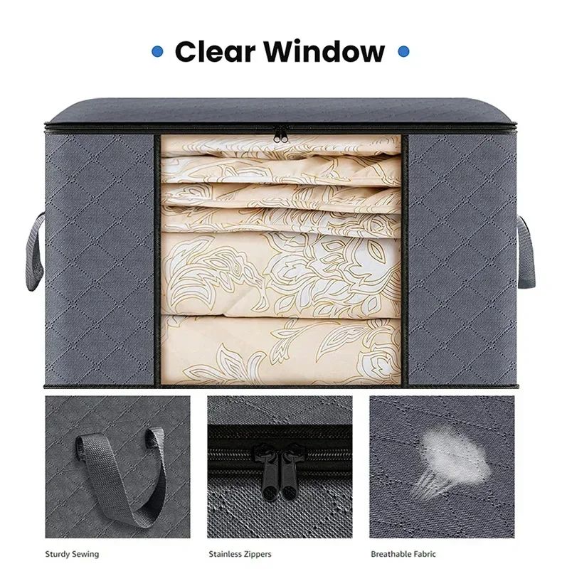 Storage Bag Foldable Large Capacity Clothes  Blanket Storage Bags Storage Containers for Organizing Bedroom Closet Clothing