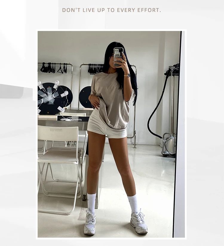 HELIAR Women High Waist A-line Shorts Thin Knit Sports Shorts For Women Casual Running Slim Bodycon Trousers 2025 Spring Summer