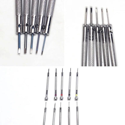 5 unidades/conjunto Chave de Fenda de Aço de 0,8-1,6 mm para Reparo de Relógios Ferramentas Portáteis para Relógios Remoção de Pulseiras com Mini Pinos Ferramentas de Relojoeiro