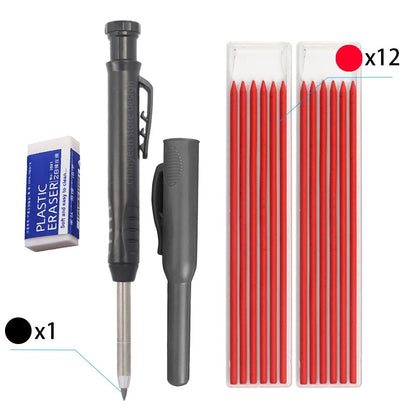 3Colors Refill 2.8mm Solid Carpenter Pencil Set Mechanical Pencil Cap Carpentry Marking Scriber Construction Woodworking Tools