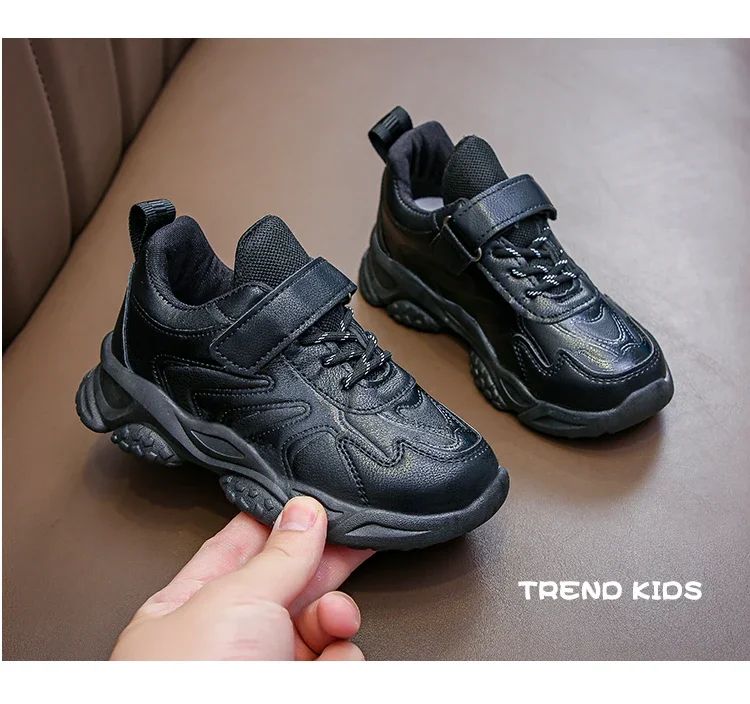 Children White Running Shoes Kids Fashion Sneakers PU Soft Breatheable Comfortable Boys Girls School Sports Shoes Size 26-37