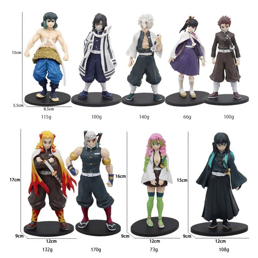 Boneco de 15cm Anime Demon Slayer Nezuko Tanjirou Zenitsu Inosuke Kyoujurou Shinobu Giyuu Qposket, Brinquedo Infantil, Presente de Natal
