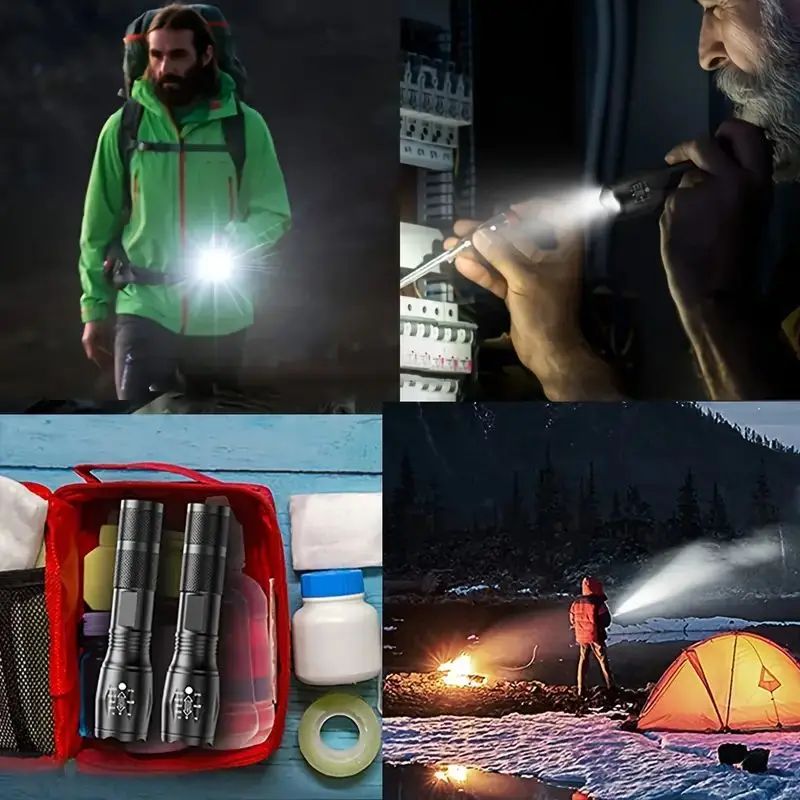 High Power LED Flashlight T6 Aluminum Alloy Zoomable Tactical Torch Battery powered Waterproof Outdoor Light For Camping Lantern