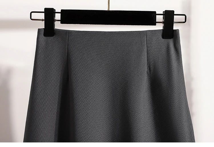 A-Line Mini Skirt High Waist Mid Length Skirts Women's Slimming Black Autumn Elastic Waist Design Solid Color Versatile Skirt