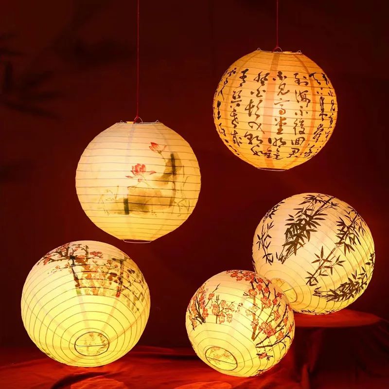 12Inch Printed Flower Round Chinese Paper Lanterns Birthday Wedding Decor Craft DIY Festival Lantern Party Supplies