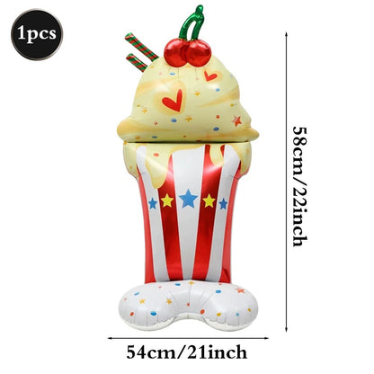 Giant Standing Popcorn Balloon Smiling Clown Foil Balloon for Circus Carnival Theme Party Birthday Christmas Decoration Supplies