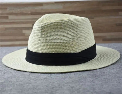 Chapéus de Sol Grandes Oversize para Homens Mulheres Praia Panamá Aba Larga Chapéu de Palha Senhora Chapéus de Sol de Verão Plus Size Chapéu Fedora 55-57cm 58-60cm