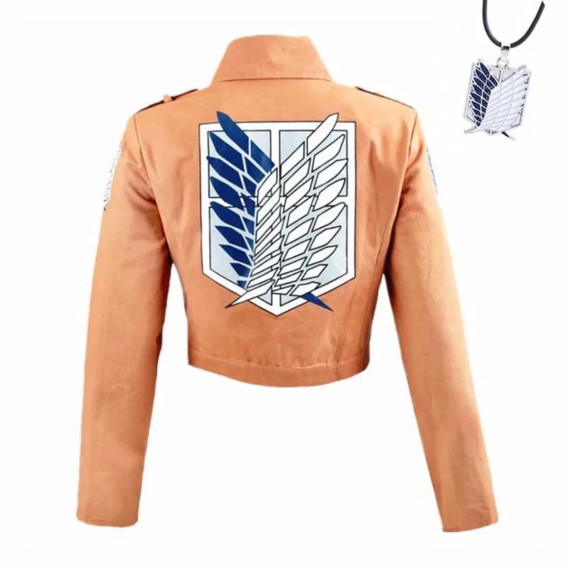 Anime Movie Giant Yellow Jacket Costume Printed Wings of Freedom Coat Halloween Cosplay Male and Female Dress Up Costumes