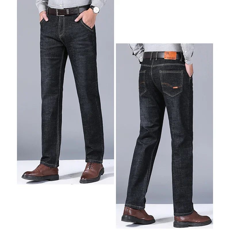 Calça Jeans Masculina de Marca de Luxo Stretch Reta Casual Slim Fit Jeans Masculino Design Clássico de Negócios Calça Tamanho Grande