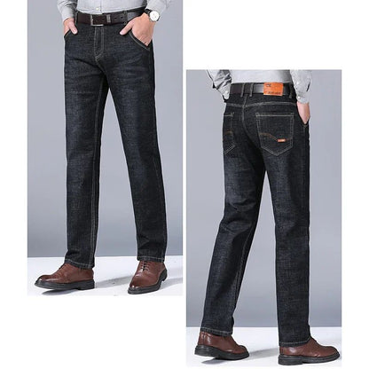 Calça Jeans Masculina de Marca de Luxo Stretch Reta Casual Slim Fit Jeans Masculino Design Clássico de Negócios Calça Tamanho Grande