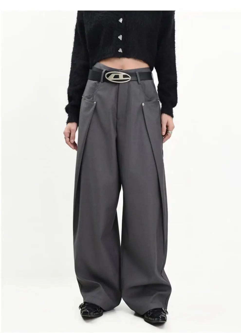 American Style High Waist Draped Suit Pants Women's Spring Autumn Loose Trendy Versatile Wide Leg Casual Floor Length Straight L