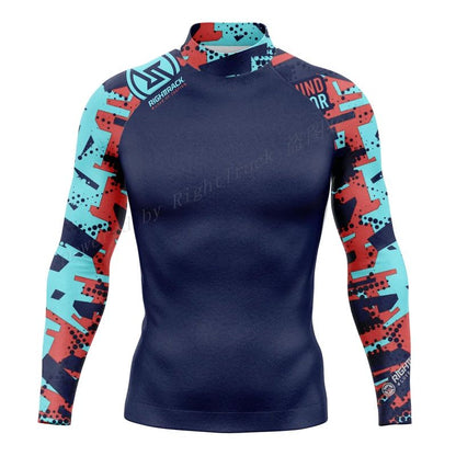 New Men's Surfing Shirt Holiday Party Lycra Rashguard RIGHTTRACK For Surf Sportswear Beach UV Swimwear UPF50  Clothes