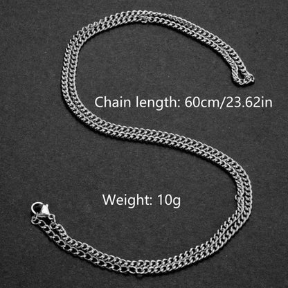 Colar Corrente Cubana Masculina 3mm Colar Simples de Aço Inoxidável Joias de Aço Titânio da Moda Acessórios da Moda Presentes de Festa