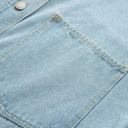 Retro Washed Loose Long Sleeve Women's Denim Shirt Vintage Workwear Style Button up Casual Outerwear from Mainland China