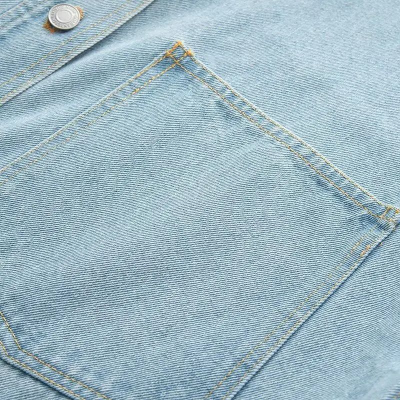 Retro Washed Loose Long Sleeve Women's Denim Shirt Vintage Workwear Style Button up Casual Outerwear from Mainland China