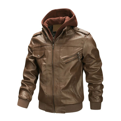 New Fake Two Pieces Motorcycle Leather Jackets Man Casual Fashion Motorcycle Coat Slim PU Lapel Jackets Autumn Leather Coat Male