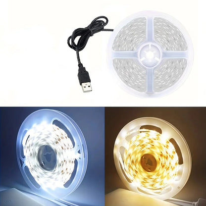 5V USB LED Strip Lights 2835 SMD Flexible Ribbon Cuttable Lighting Tape with ON/OFF Switch for TV Mirror Cabinet Bedroom Decor