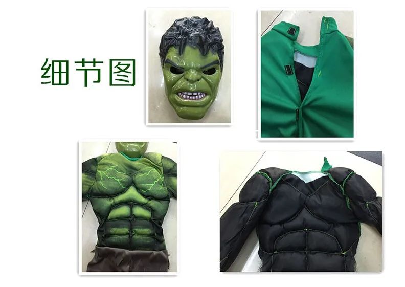 Kids Green Superheroes Anime Hulk Cosplay Muscle Costumes Boys Birthday Halloween Carnival Party Hulk Dress Up Jumpsuit