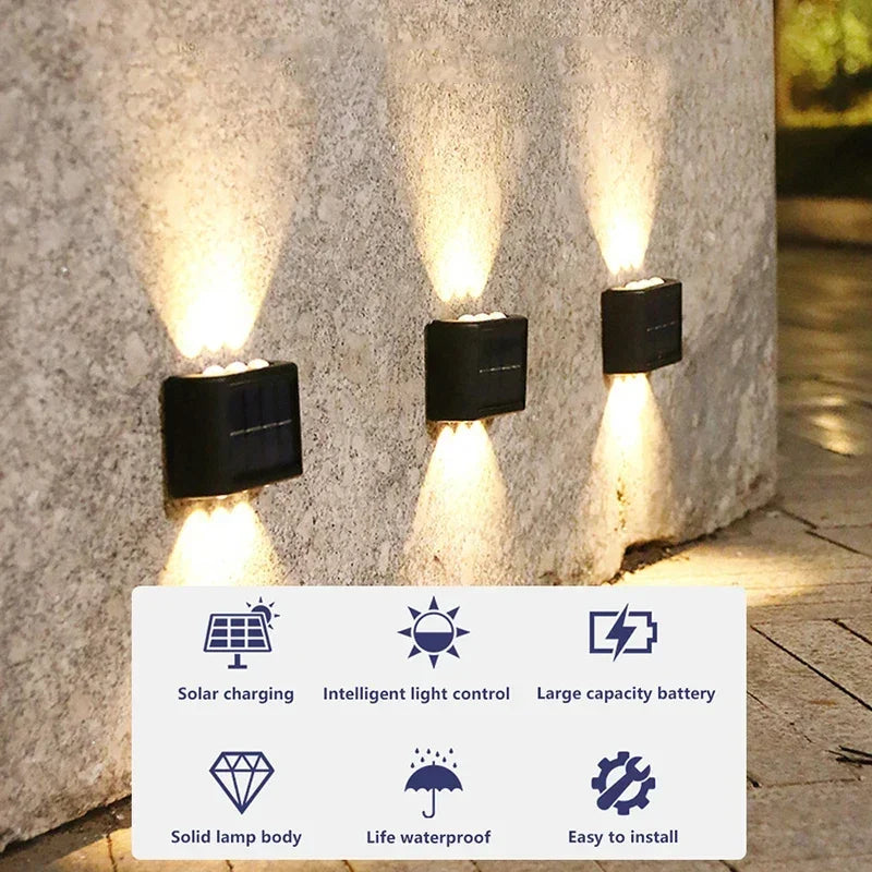 LED Solar Light Outdoor Waterproof Wall Lamp Up And Down Luminous Lighting for Garden Street Landscape Balcony Decor 1~4pcs