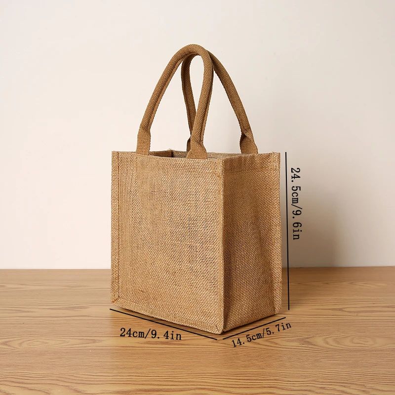 Bolsa feminina de juta, sacola de compras de grande capacidade, bolsa de viagem, bolsa masculina aberta