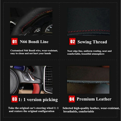 For 9th-generation Toyota Camry and Toyota Avalon Hand-Stitched Black Perforated Microfiber Leather Steering Wheel Cover