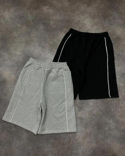 American Hip-hop Dragon Head Striped Casual Loose Shorts Men 2025 High Street Retro Punk Fashion Oversized Straight Pants Women