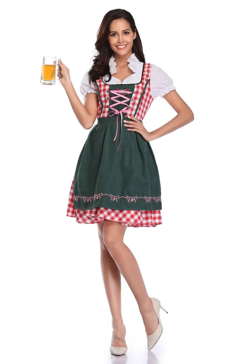 Women Waitress Maid Dress Adult Bavaria Oktoberfest Dress Beer Carnival Party Outfit Fancy Dress Man Lederhosen Dirndl Outfit