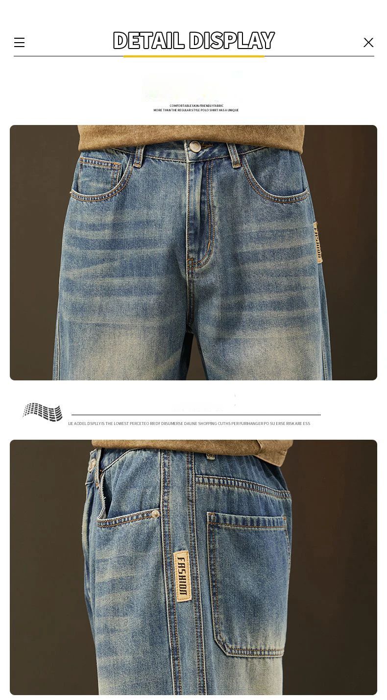 Streetwear Vintage Jeans Men's New Personality Thin Fashion Personalized Loose Trousers Casual Straight Wide Denim Pants Male