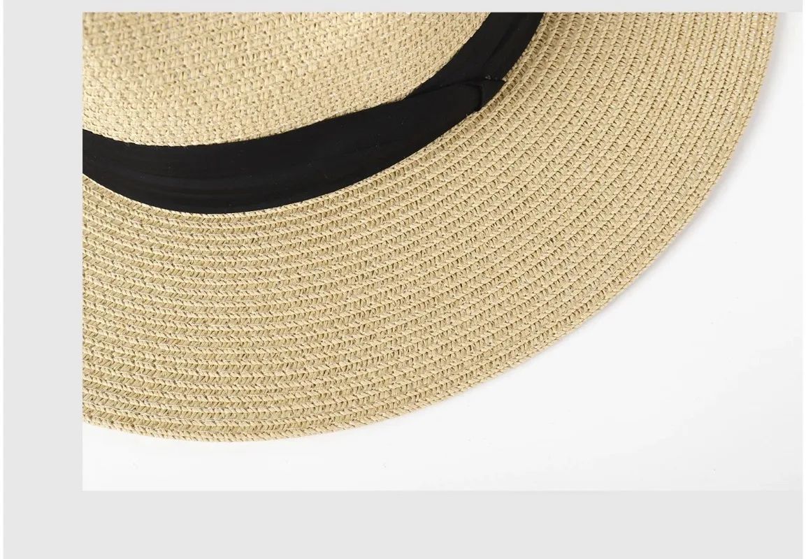 Chapéus de Sol Grandes Oversize para Homens Mulheres Praia Panamá Aba Larga Chapéu de Palha Senhora Chapéus de Sol de Verão Plus Size Chapéu Fedora 55-57cm 58-60cm