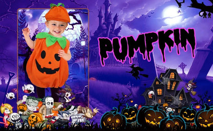 Pumpkin Costume Romper Cute Halloween Cosplay Party Stage Performance Dress Up With Candy Bag