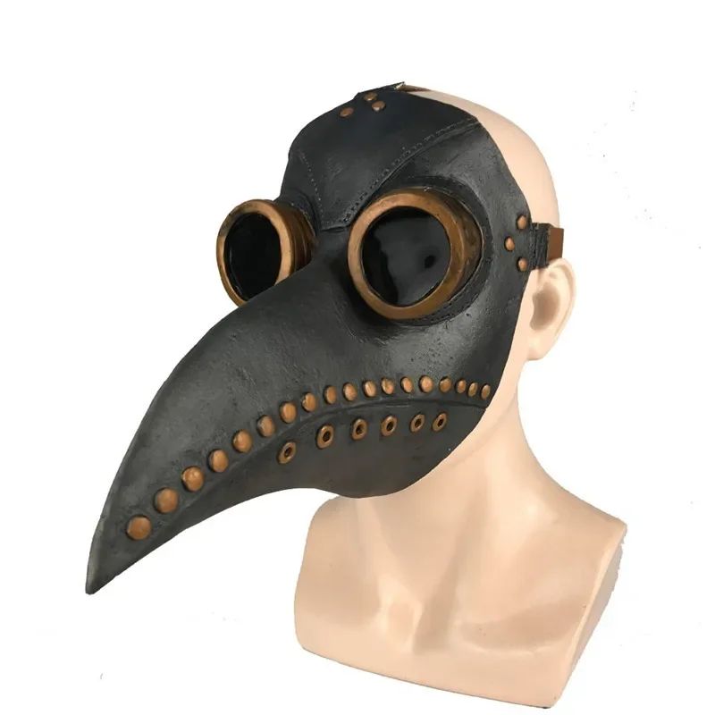 Adults Halloween Leather Plague Doctor Mask Adjustable Strap Gothic Punk Lens Glasses for Steampunk Cosplay Bird Beak Mask