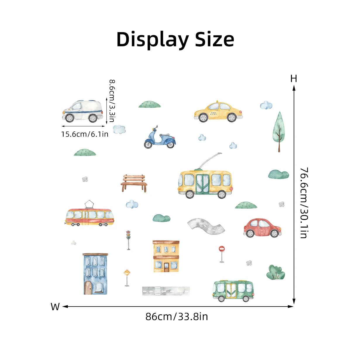 Cartoon Tree Bus Car Wall Stickers for Kids Room Home Decor Accessories Living Room Child Bedroom Decoration Baby Nursery