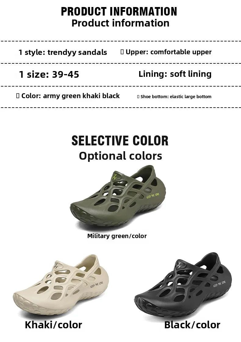 Summer Men Sandals Light EVA Men's Casual Shoes Hole Shoes Clogs Lovers Home Garden Outdoor Male Beach Flat Slippers Big Size