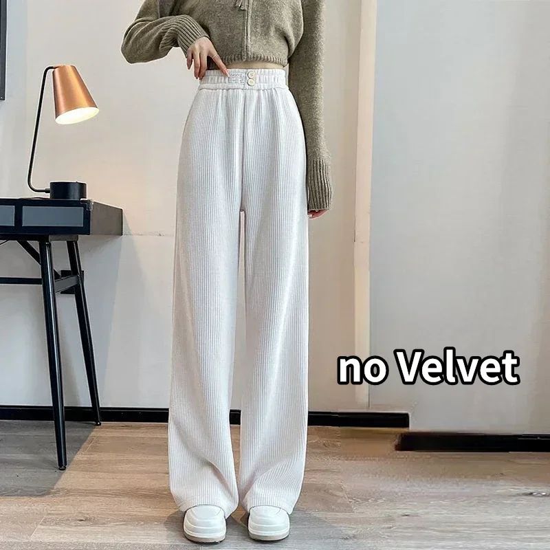 Pants Women Thickened Lamb Fleece Wide Leg Pants Plus Velvet Women's Autumn Winter Fashion Loose Pants Cashmere Casual Pants
