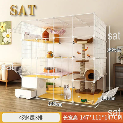 -Luxury Cat Cage Home Indoor Livingroom Balcony Cats Villa Super Large Free Space Kitten Pet House with Climbing Frame