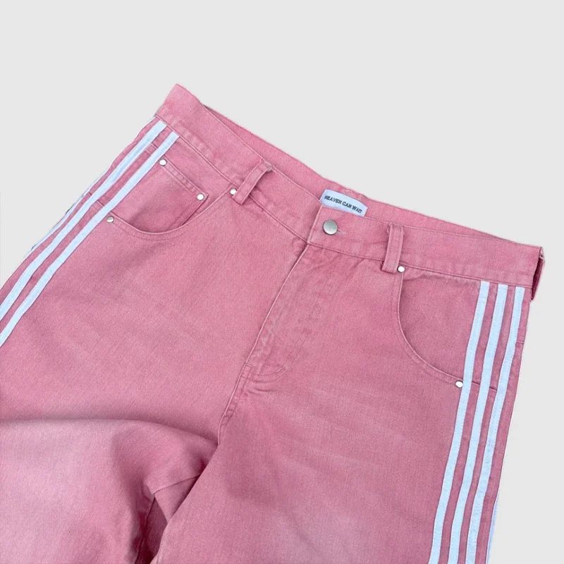 Y2K Baggy Jeans high quality Embroidered Striped Harajuku Sweatpants men women Hip Hop streetwear Casual wide leg Denim Pants
