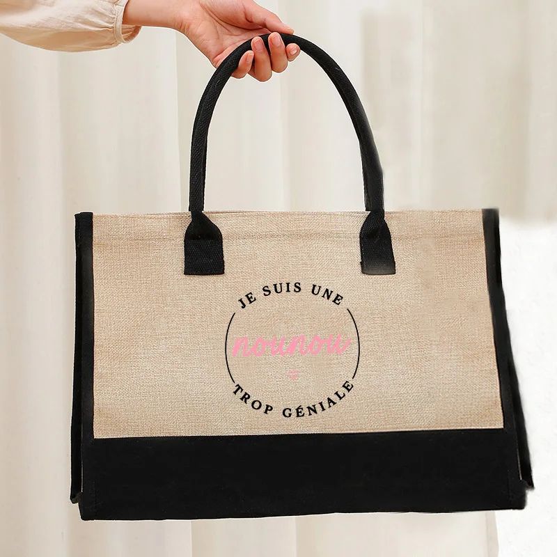 Text Printing Series Tote Bags Handbag Women's Beach Bags Reusable Large Capacity Shopping Bag for Lady